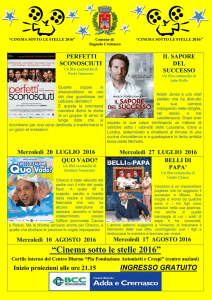 Cinema sotto le stelle 2016 - Comune di Bagnolo Cremasco