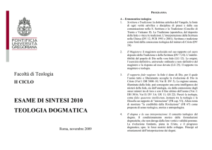 Pontificia Università Gregoriana - Esame di sintesi 2010