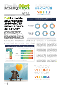 La mobile advertising nel 2016 vale 715 milioni e cresce del 53% YoY