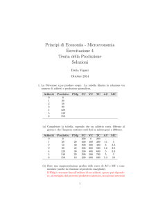 Principi di Economia - Microeconomia Esercitazione 4 Teoria della