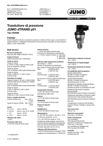 Trasduttore di pressione JUMO dTRANS p01