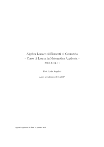 Algebra Lineare ed Elementi di Geometria – Corso di Laurea in