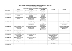 Orari secondo semestre Scienze della formazione primaria 2016