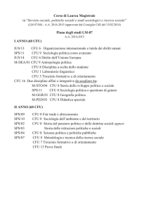 Corso di Laurea Magistrale in “Servizio sociale, politiche sociali e