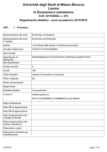 Università degli Studi di Milano Bicocca Laurea in Economia e