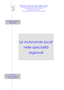 Le Autonomie locali nelle specialità regionali