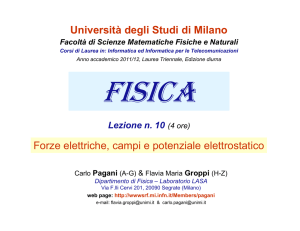 Università degli Studi di Milano Forze elettriche, campi e potenziale
