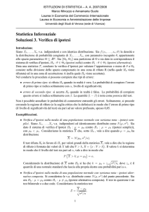 Statistica Inferenziale Soluzioni 3. Verifica di ipotesi