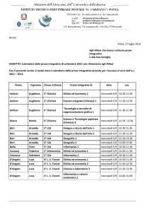 Avviso Pavia, 27 luglio 2012 Agli Allievi che hanno richiesto prove