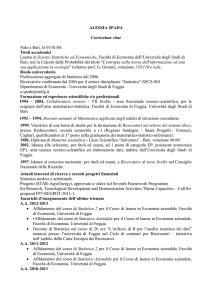 ALESSIA SPADA Curriculum vitae Nata a Bari, lo 01/01/68. Titoli