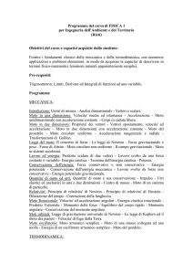 Programma del corso di FISICA 1 per Ingegneria dell`Ambiente e del