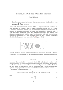 Fisica 1, a.a. 2014-2015: Oscillatore armonico