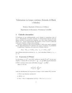 Valutazione in tempo continuo (formula di Black e Scholes)