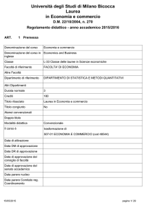 Università degli Studi di Milano Bicocca Laurea in Economia e