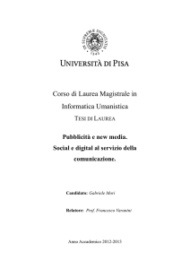 Corso di Laurea Magistrale in Informatica Umanistica