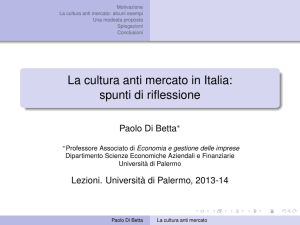 La cultura anti mercato in Italia: spunti di riflessione