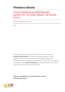 Wiesława Kłosek Verso l`abolizione dell`identità genere ne "Il corpo