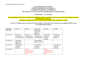 I Semestre - Dipartimento di Beni culturali e ambientali