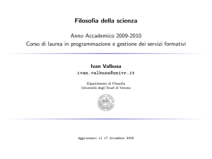 Filosofia della scienza - Anno Accademico 2009