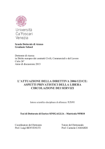 L`ATTUAZIONE DELLA DIRETTIVA 2006/123/CE: ASPETTI