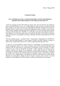 Roma 15 Maggio 2009 Comunicato Stampa CALL CENTER: SLC