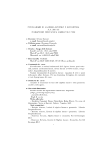 FONDAMENTI DI ALGEBRA LINEARE E GEOMETRIA A.A. 2014–15