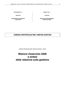 Bilancio d`esercizio 2008 e sintesi della relazione