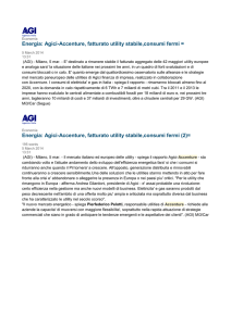 Energia: Agici-Accenture, fatturato utility stabile,consumi fermi