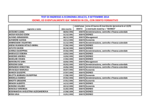 test di ingresso a economia 2014/15, 9 settembre 2014 idonei, ed