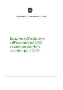 Relazione sull`andamento dell`economia nel 2002 e aggiornamento