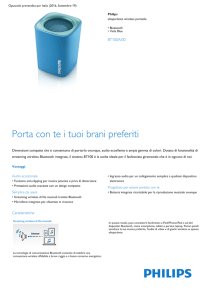 Product Leaflet: Altoparlante wireless portatile Bluetooth di colore blu