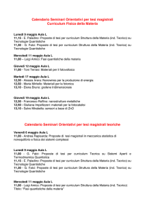 Calendario Seminari Orientativi per tesi magistrali Curriculum Fisica