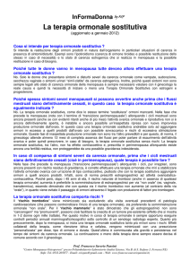 La terapia ormonale sostitutiva - Prof. Francesco Saverio Pansini