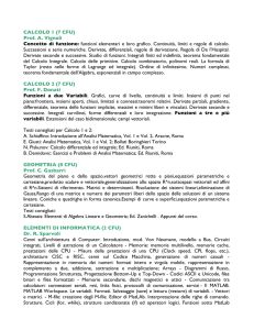 CALCOLO 1 (7 CFU) Prof. A. Vignoli Concetto di funzione: funzioni