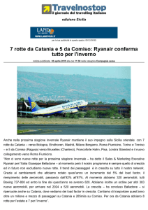 7 rotte da Catania e 5 da Comiso: Ryanair conferma