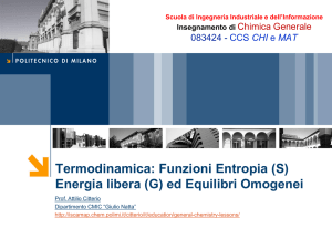 Entropia (S) Energia libera (G) Equilibri Omogenei - ISCaMaP