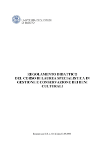 Presentazione LS Gestione e conservazione dei beni culturali 2006