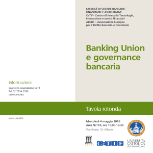 Pieghevole 20x21 Cetif Banking union e governance bancaria.indd