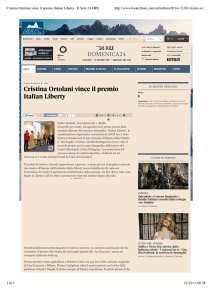Cristina Ortolani vince il premio Italian Liberty - Il Sole