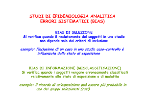 studi di epidemiologia analitica errori sistematici (bias) - e