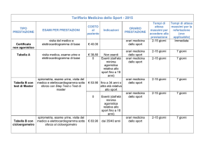 Tariffario Medicina dello Sport - 2015