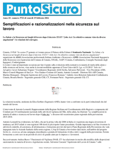 Semplificazioni e razionalizzazioni nella sicurezza sul