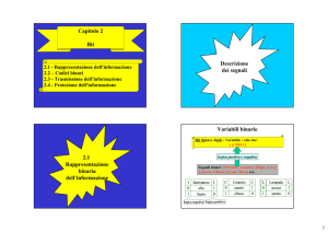 Capitolo 2 Bit 2.1 Rappresentazione binaria dell`informazione