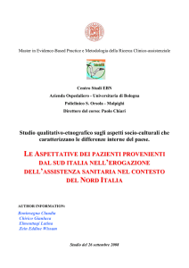 LE ASPETTATIVE DEI PAZIENTI PROVENIENTI DAL SUD ITALIA
