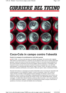 Coca-Cola in campo contro l`obesità