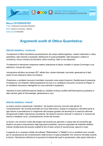 Argomenti scelti di Ottica Quantistica: