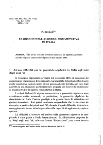 Le origini dell`algebra commutativa in Italia