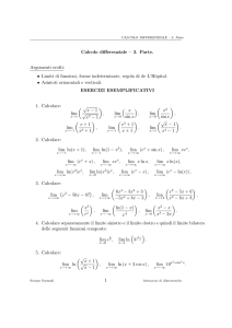 Calcolo differenziale – 3. Parte. Argomenti svolti: • Limiti di funzioni