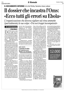 Il dossier che incastra l`Oms: «Ecco tutti gli errori su Ebola»