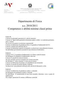 Dipartimento di Fisica a.s. 2010/2011 Competenze e abilità minime